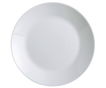 Plato llano redondo de vidrio blanco, 25cm. Zelie ARCOPAL.