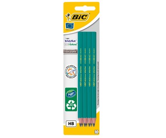 Lote de 10 lápices de grafito cuerpo de color verde con punta ultra-sólida y dureza HB BIC. Lote de 10 lápices de grafito cuerpo de color verde con punta ultra-sólida y dureza HB BIC.