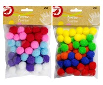 Pompones para manualidades 2cm de diámetro 5 colores surtidos, PRODUCTO ALCAMPO.