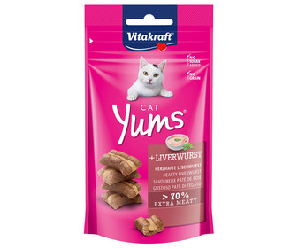 Snacks para gatos a base de paté de hígado en bolsa resellable VITAKRAFT CAT YUMS 40 g. Snacks para gatos a base de paté de hígado en bolsa resellable VITAKRAFT CAT YUMS 40 g.