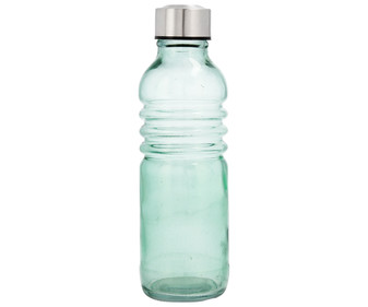 Botella de vidrio color verde con relieve y tapón de rosca, 0.5 litros Fresh QUID.