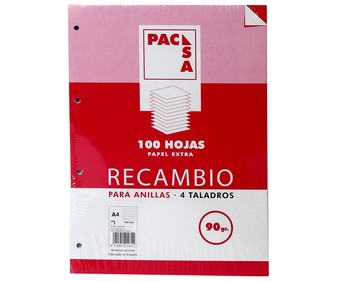 Recambio A4 con cuadrícula de 4x4 milímetros 100 hojas Recambio A4 con cuadrícula de 4x4 milímetros 100 hojas