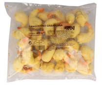 Langostinos ultracongelados con gabardinia SERPESKA 400 g (P.N.).