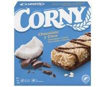 Barritas de cereales con chocolate y coco CORNY 6 uds. x 25 g.