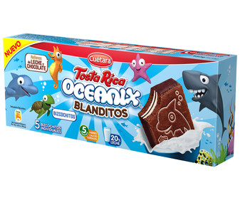 Pastelitos de cacao rellenos de leche y chocolate TOSTA RICA Oceanix 5 uds. 160 gr, Pastelitos de cacao rellenos de leche y chocolate TOSTA RICA Oceanix 5 uds. 160 gr,