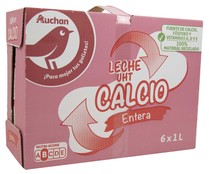 Leche entera de vaca, enriquecida con calcio PRODUCTO ALCAMPO 6 x 1 l.