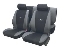Juego de fundas para asientos de automóvil de talla única y fabricadas en poliester de color negro y gris ERMA Suzuka.