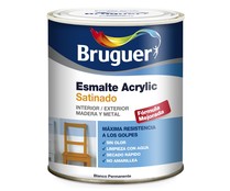 Bote de 0.75l. de esmalte acrílico decorativo blanco permanente satinado BRUGUER.