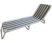 Tumbona plegable de rayas blancas y azules, 187x56x74cm. IKUNIK.