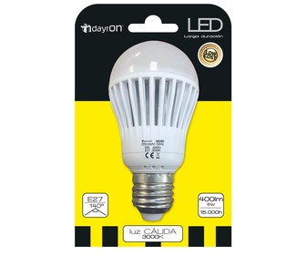 Bombilla led esférica 5W, con casquillo E27 (grueso) y luz cálida DAYRON. Bombilla led esférica 5W, con casquillo E27 (grueso) y luz cálida DAYRON.