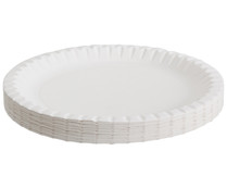 Set de 50 platos desechables de cartón color blanco, 22cm., ACTUEL.