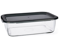 Recipiente hermético rectangular de vidrio con tapa de plástico, 1,9 litros, ACTUEL.