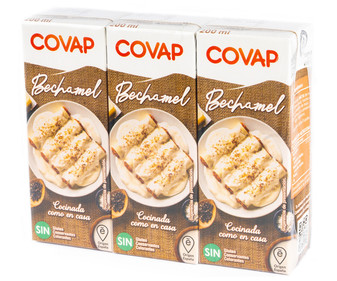 Salsa bechamel elaborada sin conservantes, ni colorantes ni gluten COVAP 3 x 200 ml. Salsa bechamel elaborada sin conservantes, ni colorantes ni gluten COVAP 3 x 200 ml.