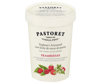 Yogur artesanal sin nata añadida, con leche de pasto y frambuesas PASTORET 500 g.