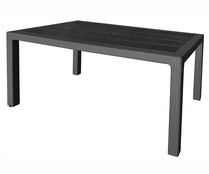 Mesa de jardín de ratán de color gris antracita 1,5x0,9x0,7m. GARDEN LIFE.