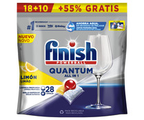 Detergente para lavavajillas a máquina de limón FINISH QUANTUM 18+10 lavados 291,2 g.