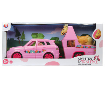 Set de muñeca con caballo, coche y remolque Set de muñeca con caballo, coche y remolque