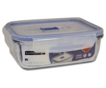 Recipiente hermético rectángular de vidrio templado Pure Box Active, 0,82 litros, 16x11cm. LUMINARC.
