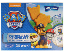 Preparado a base de carne de merluza picada, rebozada y prefrita, con formas de La patrulla canina, con certificación MSC ALIGATOR 300 g.