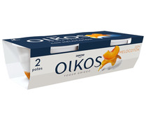 Yogur griego natural azucarado con melocotón OIKOS de Danone 2 x 110 g.