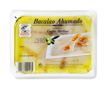 Bacalao ahumado con aceite de oliva virgen extra AHUMADOS DOMÍNGUEZ 80 g.