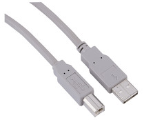 Cable SELECLINE de USB-A macho a USB-B macho, de 1,8 metros, terminales plateados, color gris.