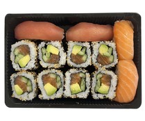 Bandeja 2 sushi salmón, 2 sushi atún y 8 california salmón SUSHI GOURMET 12 uds.