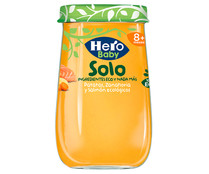Tarrito de patatas, zanahoria y salmón, ecológico, a partir de 8 meses HERO Solo 190 g.