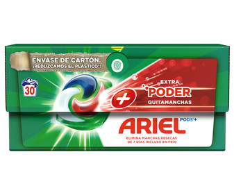 Detergente en cápsulas 3 en 1 ARIEL 30 lavados 851 g. Detergente en cápsulas 3 en 1 ARIEL 30 lavados 851 g.