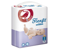 Pañales talla 2 para bebés de 3 a 6 kilogramos ALCAMPO BABY Flexfit 60 uds.
