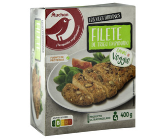 Escalope empanado y congelado a base de proteína de trigo PRODUCTO ALCAMPO 400 g. Escalope empanado y congelado a base de proteína de trigo PRODUCTO ALCAMPO 400 g.