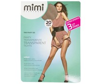 Pack de 3 pantys 20 Den, transparente con demarcación MIMI Tris panty, color claro, talla L.