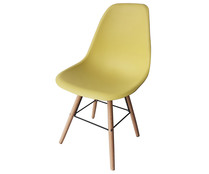 Silla con patas de madera y estructura metálita, color amarillo, CAMILLO RIGAMONTI.