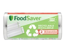 Pack de 2 rollos reciclables para envasar al vacío FOODSAVER FSRE2002X, 20,3cm de ancho x 4,5m longitud.