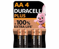 Pack de 4 pilas alcalinas AA, LR06, 1,5V, DURACELL Plus.