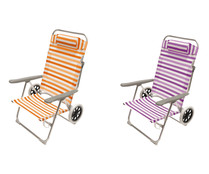 Silla de playa de aluminio y textileno con ruedas 67x66x99cm. Silla de playa de aluminio y textileno con ruedas 67x66x99cm.