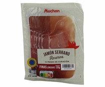 Jamón serrano reserva (curación mínima de 12 meses), cortado en finas lonchas PRODUCTO ALCAMPO 120 g.