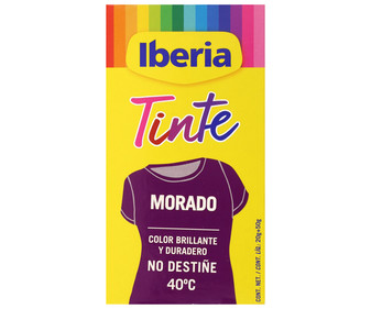 Tinte para ropa color morado (permite teñir a baja temperatura 40ª) IBERIA 1 ud. Tinte para ropa color morado (permite teñir a baja temperatura 40ª) IBERIA 1 ud.