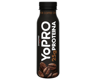 Yogur liquido con proteínas y sabor a café, sin azúcares añadidos, ni grasa YOPRO de Danone 291 ml. Yogur liquido con proteínas y sabor a café, sin azúcares añadidos, ni grasa YOPRO de Danone 291 ml.