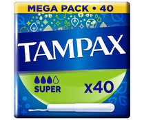 Tampones super con aplicador de cartón TAMPAX 40 uds.