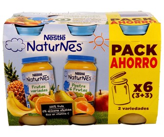Tarritos de fruta variada , a partir de 4 meses NATURNÉS de Nestlé 6 x 250 g. Tarritos de fruta variada , a partir de 4 meses NATURNÉS de Nestlé 6 x 250 g.