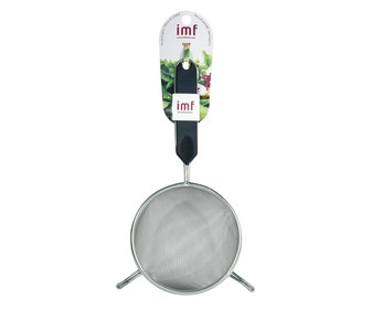 Colador de acero inoxidable con dos apoyos y mango de polietileno, 12 centímetros de diámetro IMF. Colador de acero inoxidable con dos apoyos y mango de polietileno, 12 centímetros de diámetro IMF.