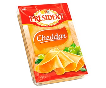 Queso cheddar en lonchas PRESIDENT 100g Queso cheddar en lonchas PRESIDENT 100g