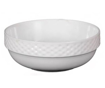 Ensaladera cerámica color blanco con filo diseño trenzado, 24 centímetros de diámetro EFG. Ensaladera cerámica color blanco con filo diseño trenzado, 24 centímetros de diámetro EFG.