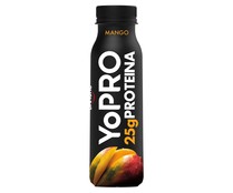 Yogur liquido con proteínas y sabor a mango, sin azúcares añadidos, ni grasa YOPRO de Danone 291 ml.