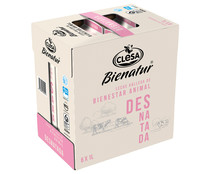 Leche de vaca desnatada de origen 100% gallega de bienestar animal CLESA Bienatur 6 x 1 l.
