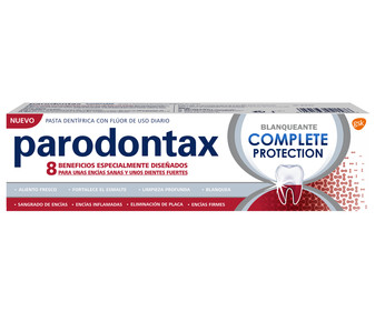 Pasta de dientes de uso diario con flúor y acción blanqueante PARODONTAX Complete protectión 75 ml. Pasta de dientes de uso diario con flúor y acción blanqueante PARODONTAX Complete protectión 75 ml.