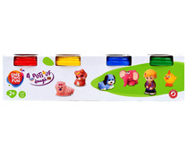 Cuatro botes de plastilina de de colores vivos, no tóxicas ONE TWO FUN ALCAMPO.