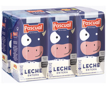 Leche de vaca entera procedente de animales con bienestar garantizado PASCUAL 6 x 200 ml.