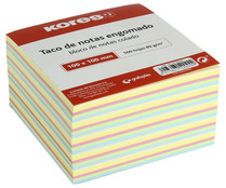 Taco de 500 notas engomadas, cuadradas, de 80 g, de 100 x 100 mm y de colores pastel KORES.